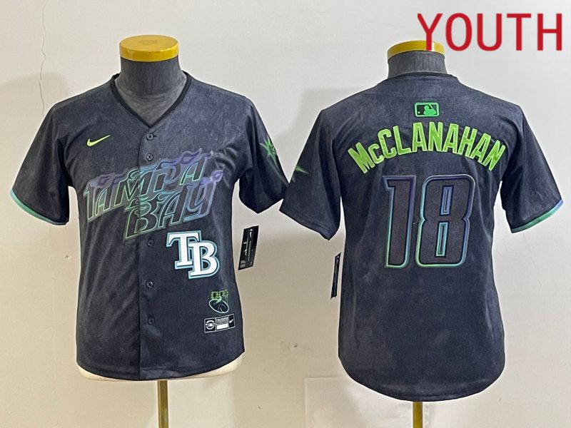 Youth Tampa Bay Rays #18 Mcclanahan Black City Edition 2024 Nike MLB Jersey style 4->->